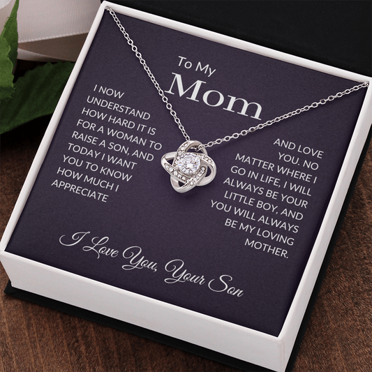 To My Mom Gift | I Appreciate and Love You | Love Knot Necklace