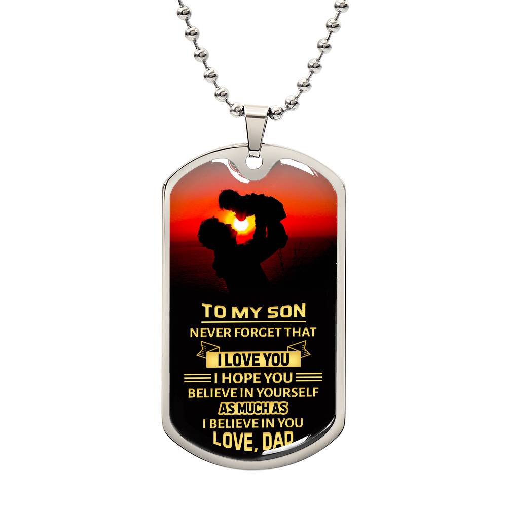 gift for my son military style chain with message