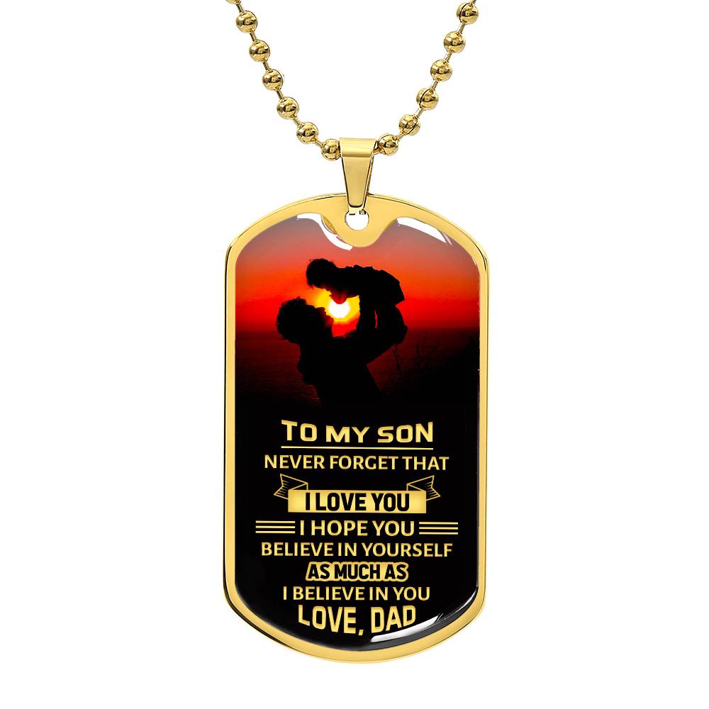 gift for my son military style gold chain with message