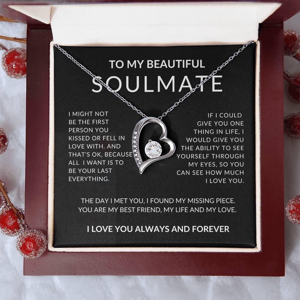 to my soulmate necklace with message in luxury box