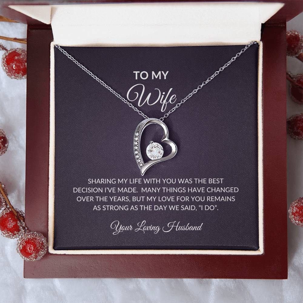 beautiful necklace with message for wife in luxury box