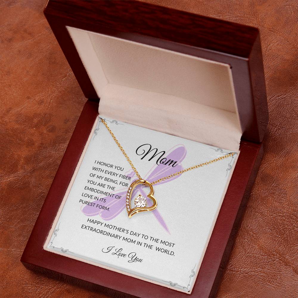 gold necklace with message in luxury box