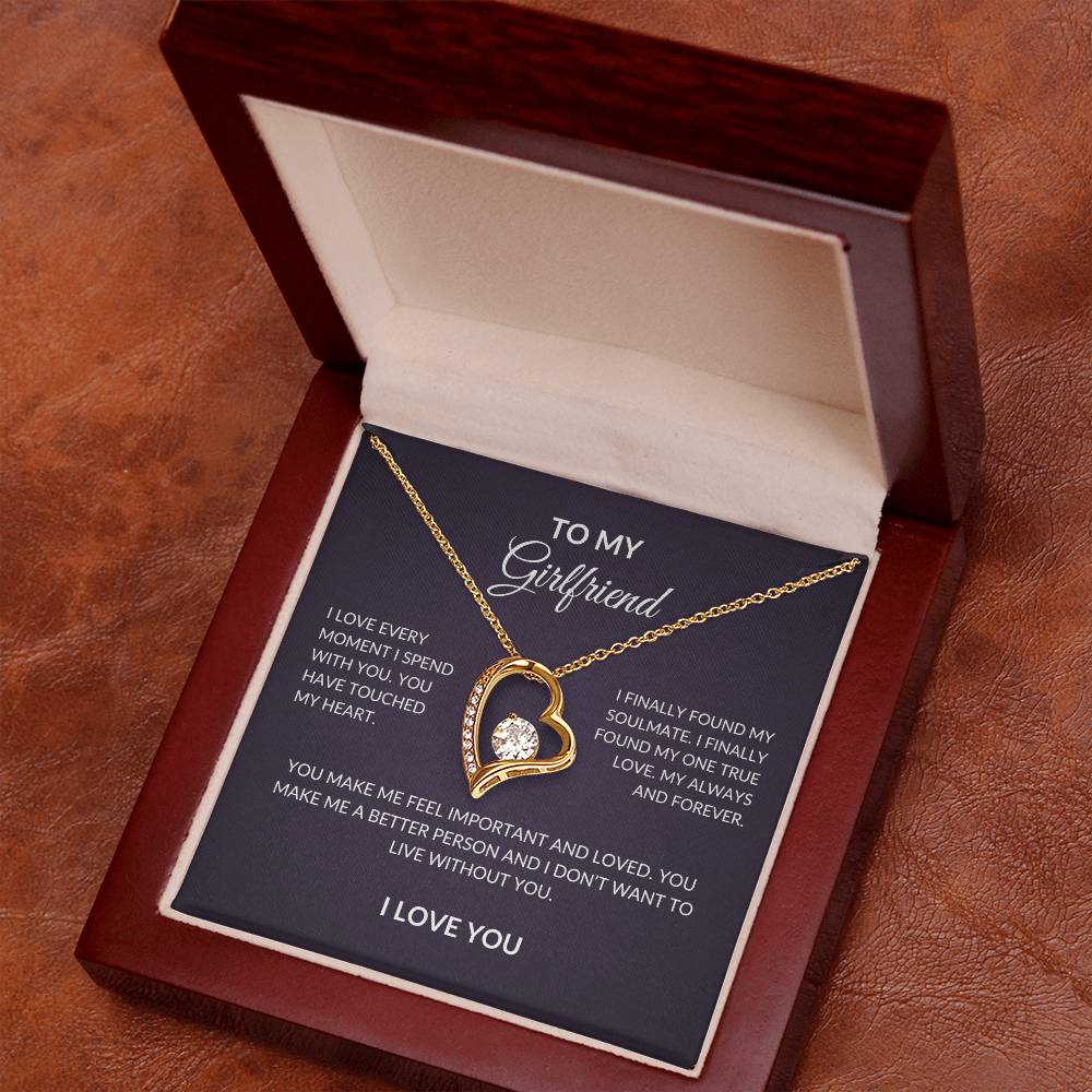 to my girlfriend gold necklace with message in luxury box