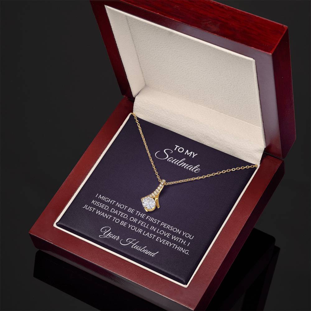to my soulmate gold necklace with message from husband in luxury box