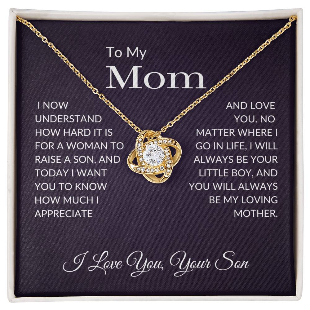 To My Mom Gift | I Will Always Be Your Little Boy | Love Knot Necklace
