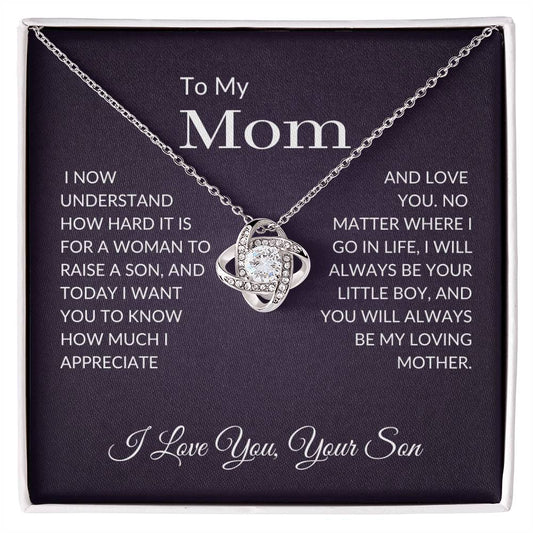 To My Mom Gift | I Will Always Be Your Little Boy | Love Knot Necklace