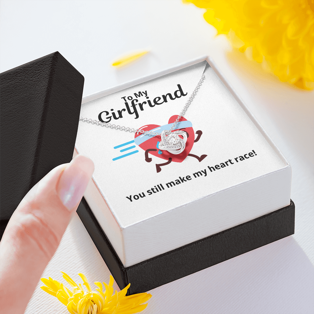 To My Girlfriend Gift | You Make My Heart Race | Love Knot Necklace