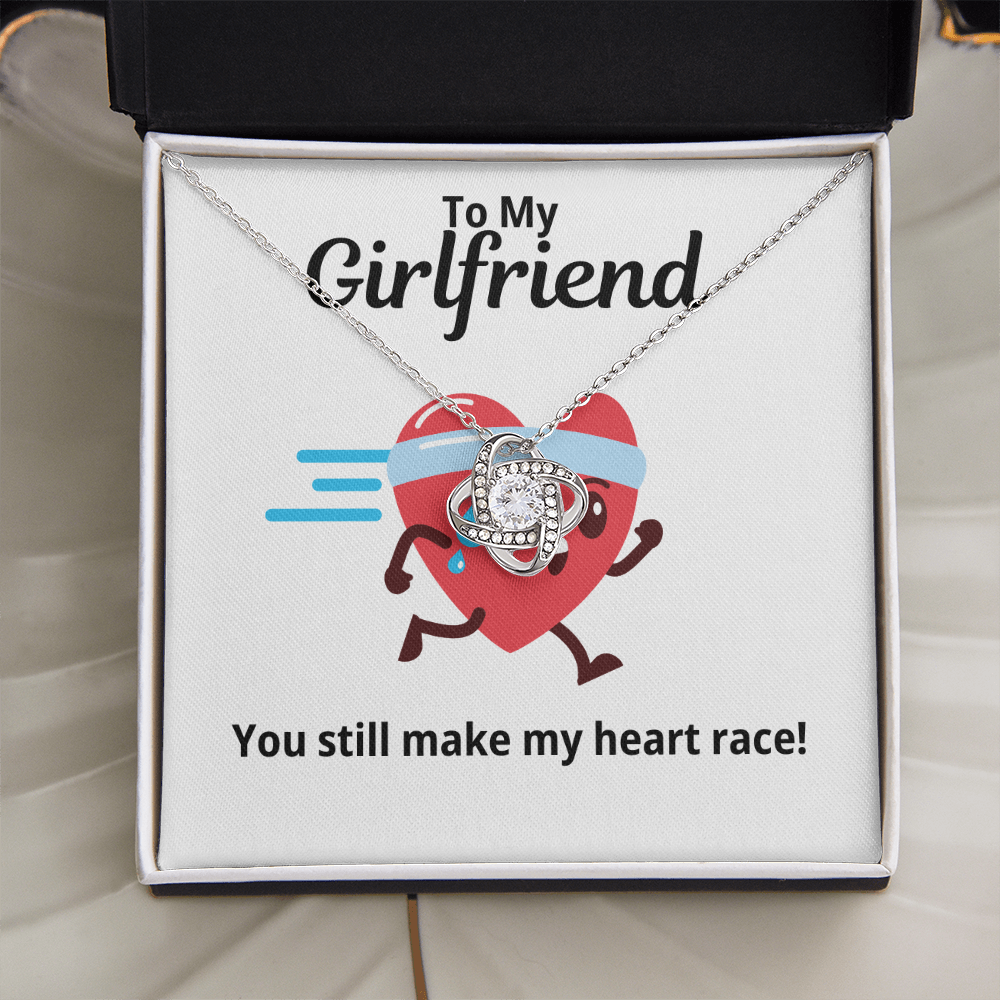 To My Girlfriend Gift | You Make My Heart Race | Love Knot Necklace