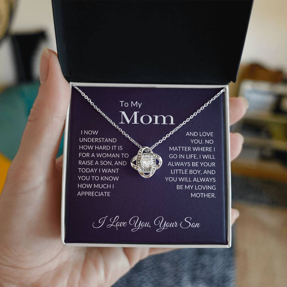 To My Mom Gift | I Will Always Be Your Little Boy | Love Knot Necklace