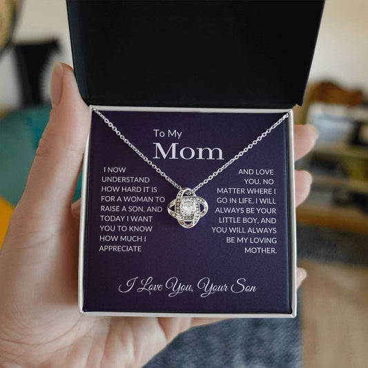 To My Mom Gift | I Will Always Be Your Little Boy |  Love Knot Necklace