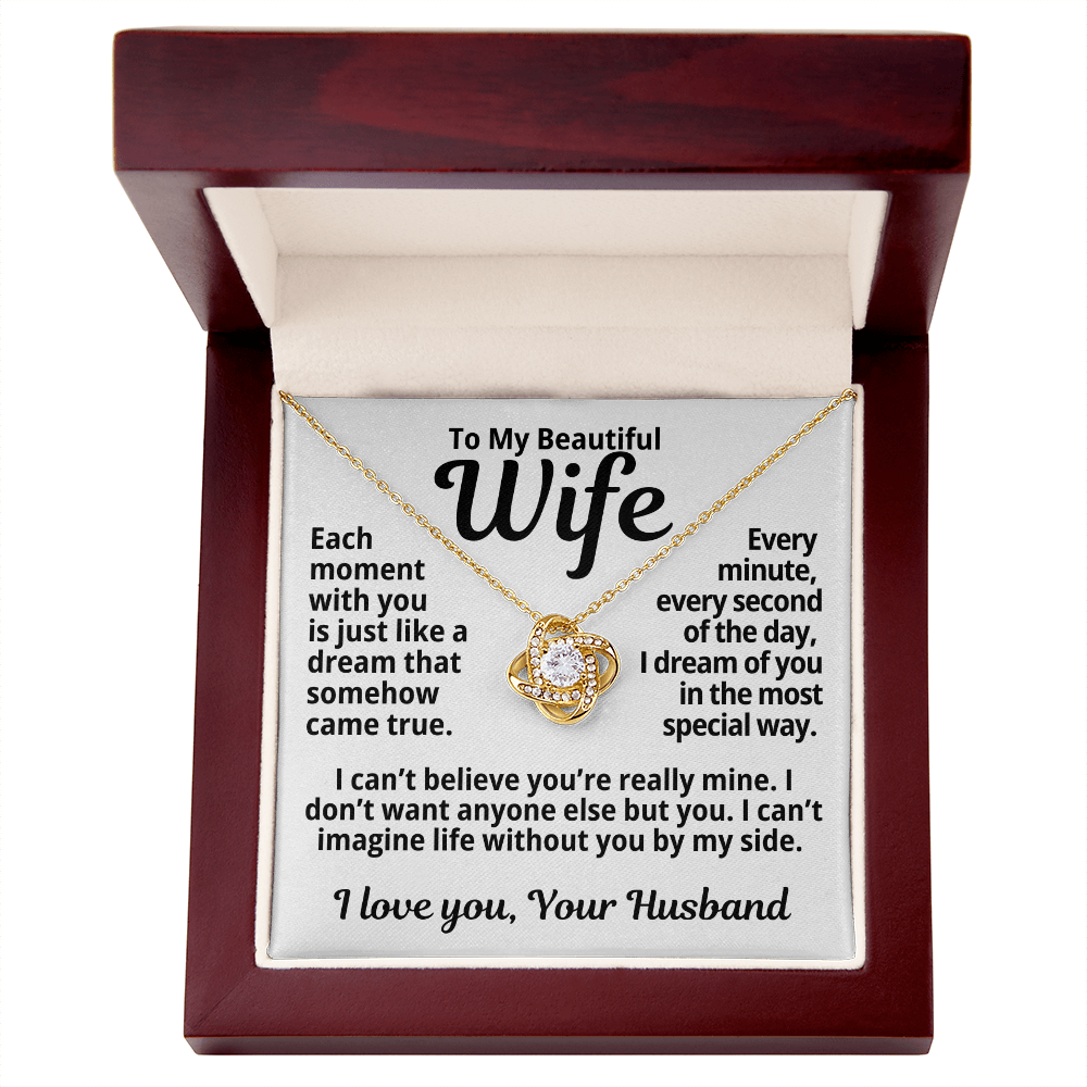 To My Wife Gift | Each Moment With You | Love Knot Necklace