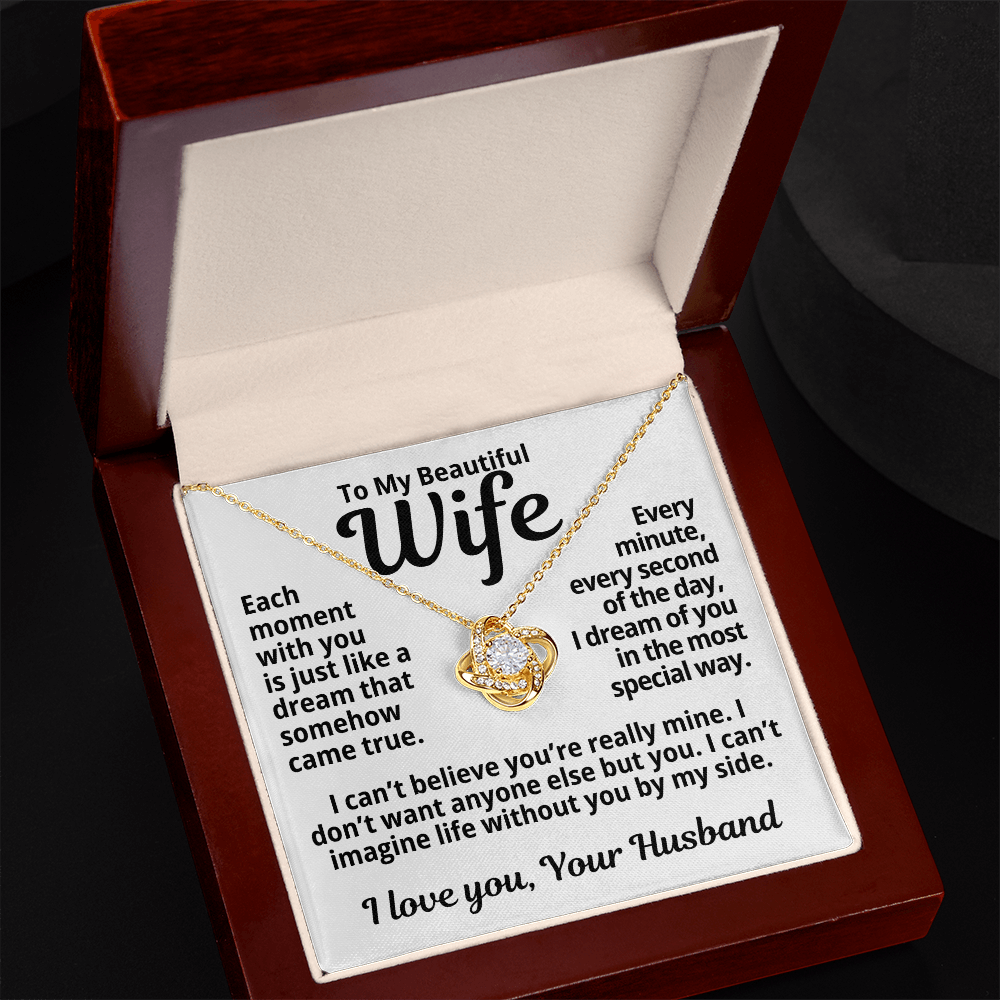 To My Wife Gift | Each Moment With You | Love Knot Necklace