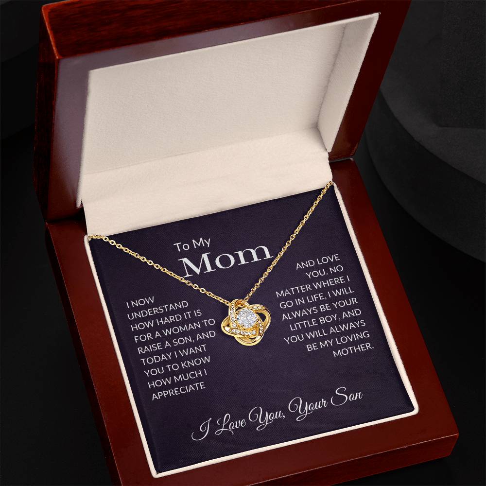To My Mom Gift | I Will Always Be Your Little Boy | Love Knot Necklace