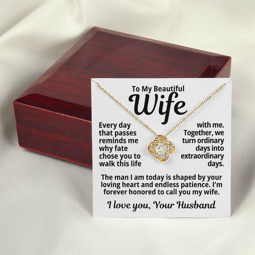 To My Wife Gift | I'm Honored To Call You My Wife | Love Knot Necklace