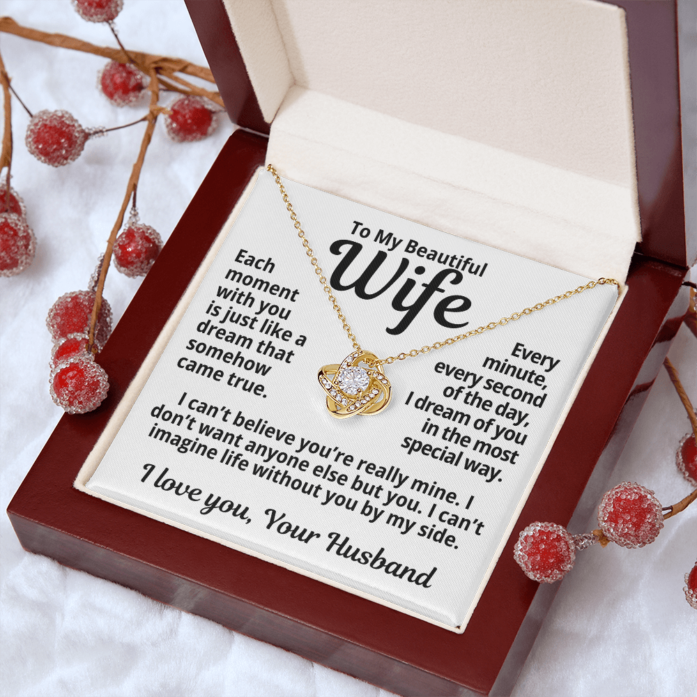 To My Wife Gift | Each Moment With You | Love Knot Necklace
