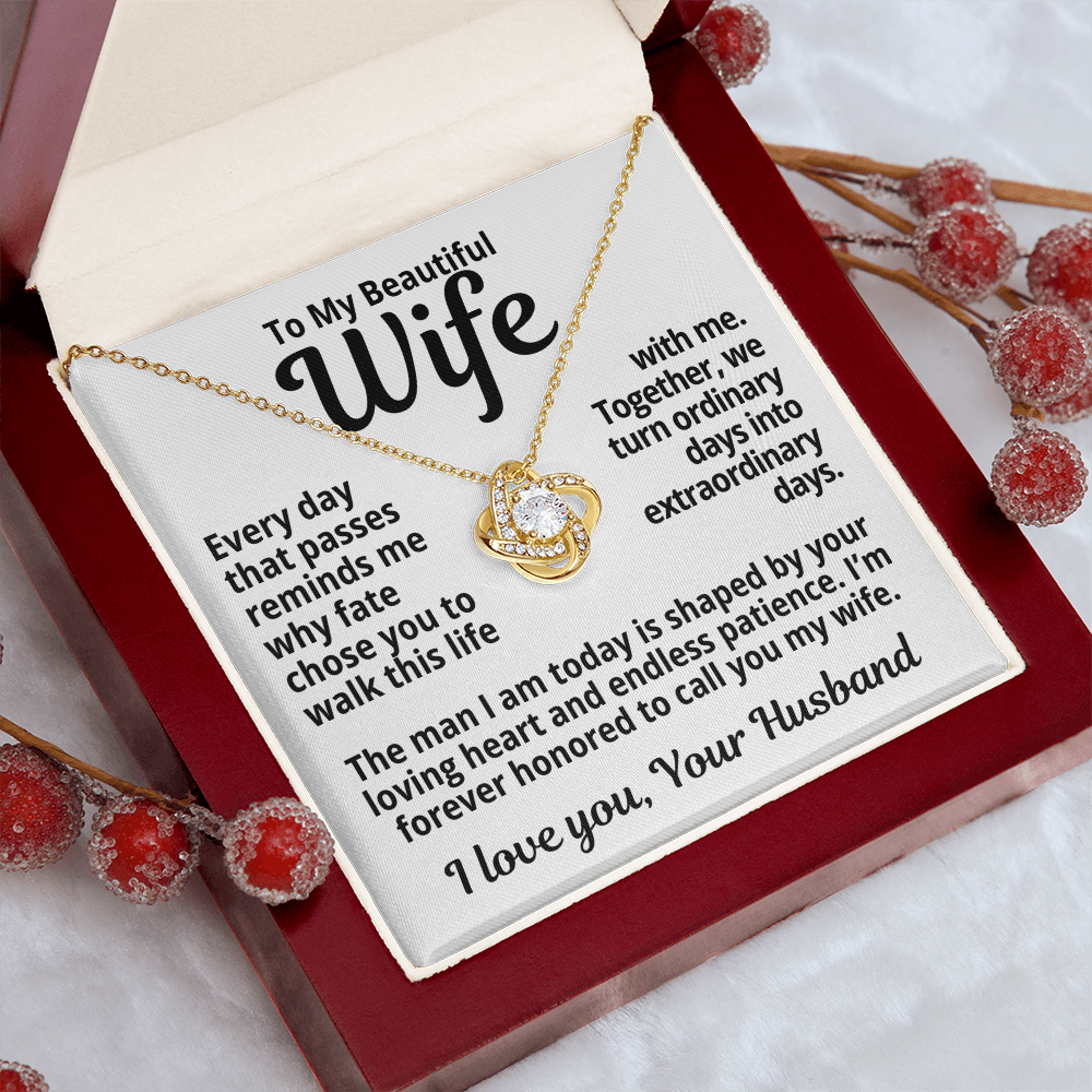 To My Wife Gift | I'm Honored To Call You My Wife | Love Knot Necklace