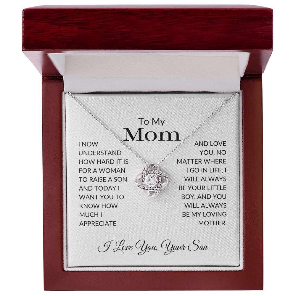 To My Mom Gift | You Will Always Be My Loving Mother | Love Knot Necklace