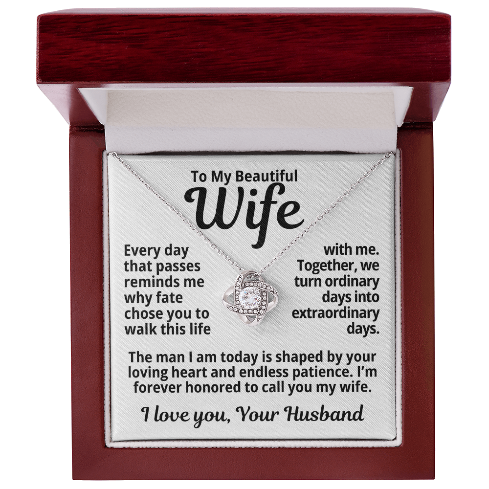 To My Wife Gift | I'm Honored To Call You My Wife | Love Knot Necklace