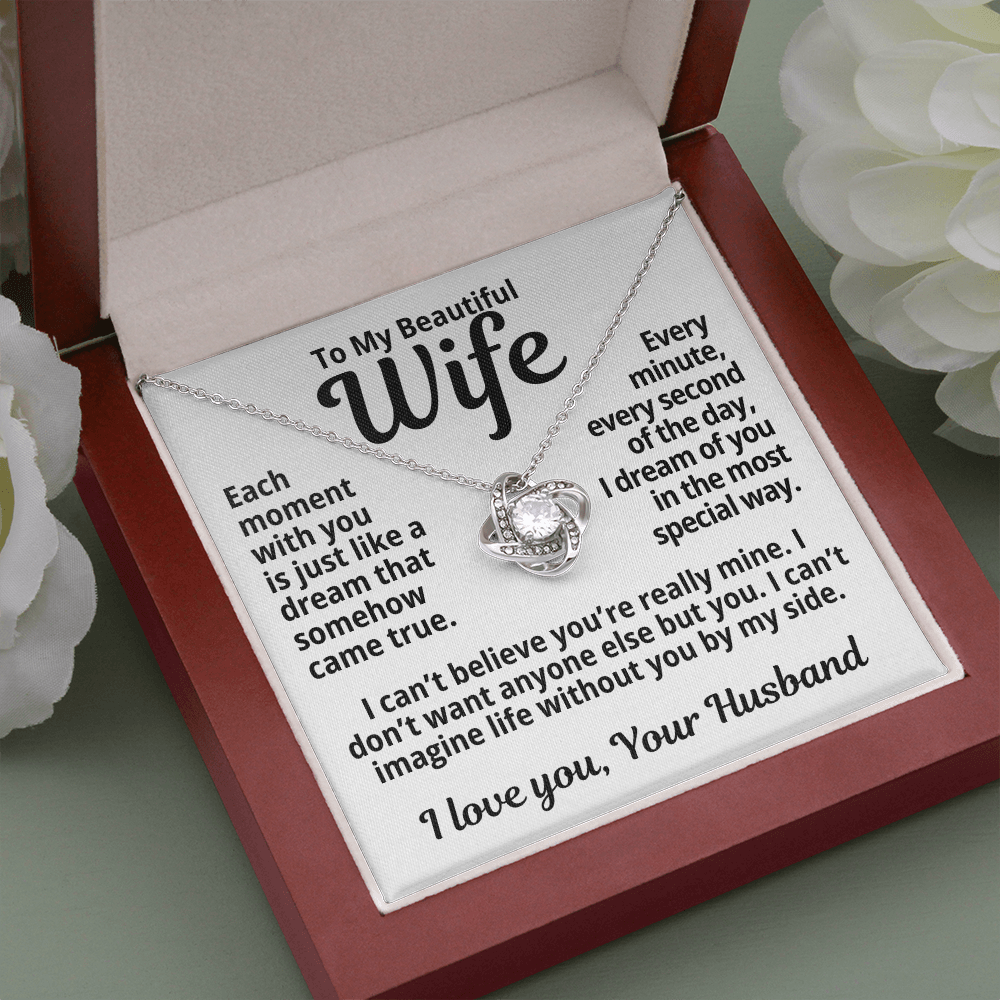 To My Wife Gift | Each Moment With You | Love Knot Necklace