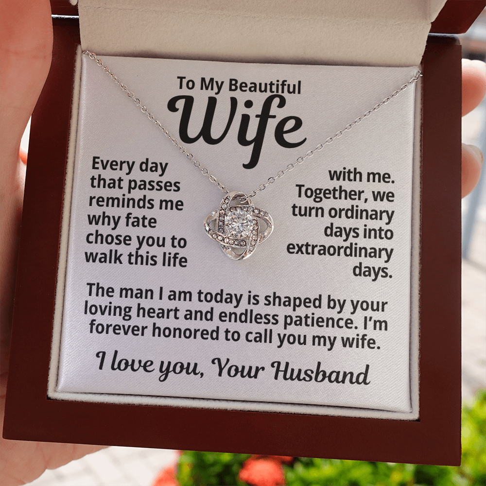To My Wife Gift | I'm Honored To Call You My Wife | Love Knot Necklace
