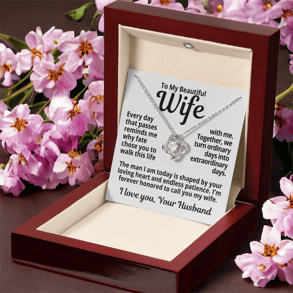 To My Wife Gift | I'm Honored To Call You My Wife | Love Knot Necklace