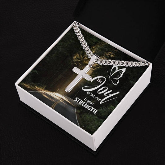 cross with  cuban link chain