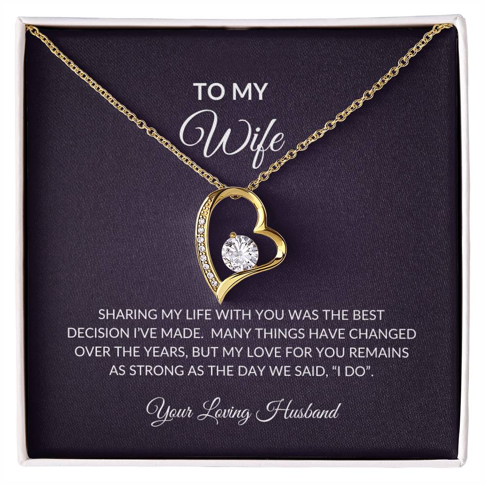 gold beautiful necklace with message for wife
