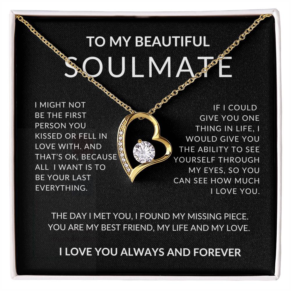 to my soulmate gold necklace with message