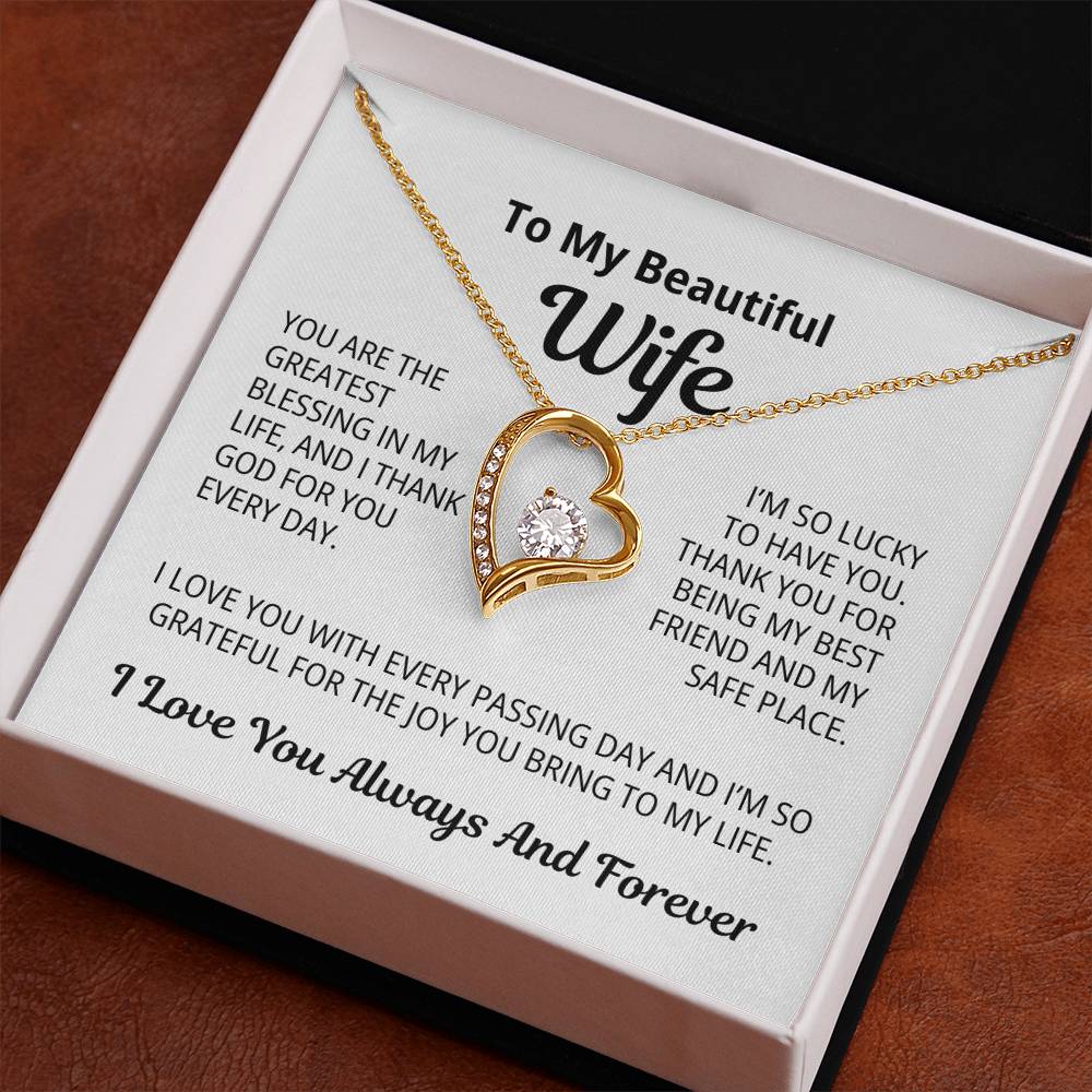 To My Beautiful Wife Gift | You Are My Safe Place | Forever Love Necklace