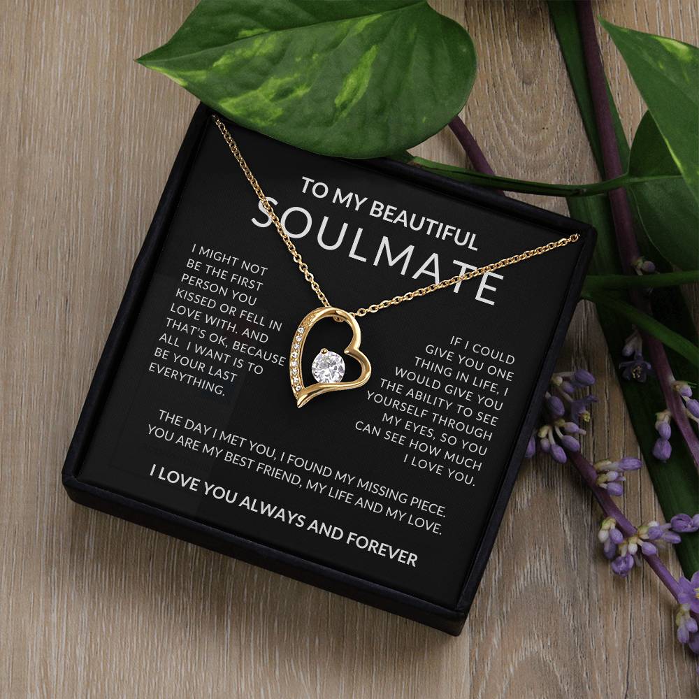 to my soulmate gold necklace with message