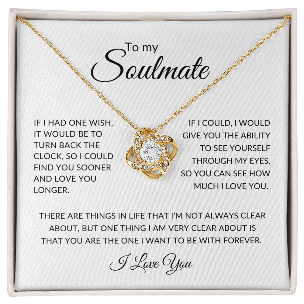 gold necklace with message to my soulmate