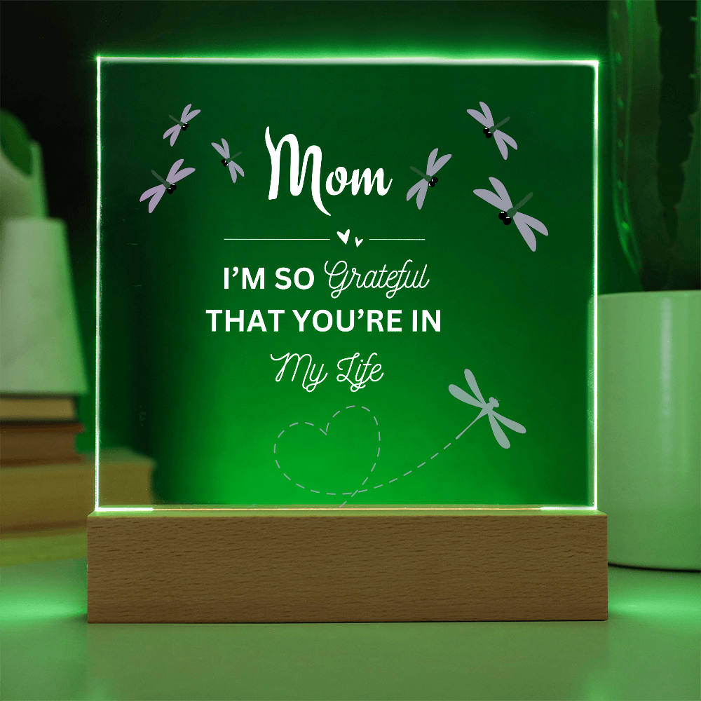 acrylic plaque for mom with dragon flies