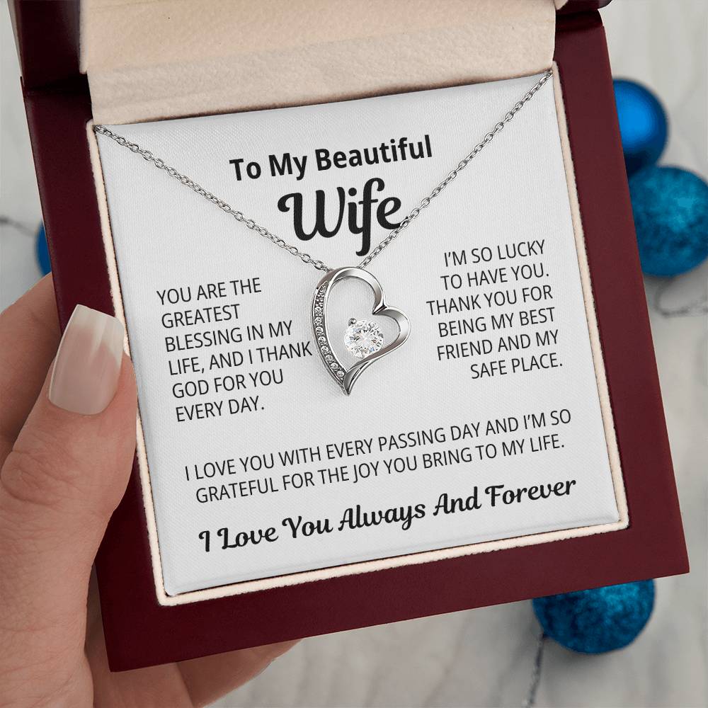 To My Beautiful Wife Gift | You Are My Safe Place | Forever Love Necklace