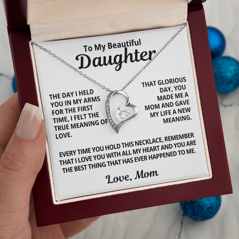 Gift For My Daughter | You Made Me A Mom | Forever Love Necklace