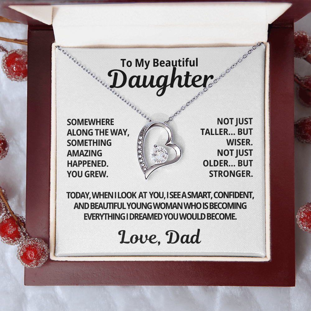 Gift For My Daughter | Somewhere Along The Way, You Grew | Forever Love Necklace