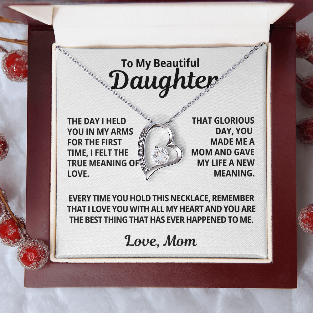 Gift For My Daughter | You Made Me A Mom | Forever Love Necklace