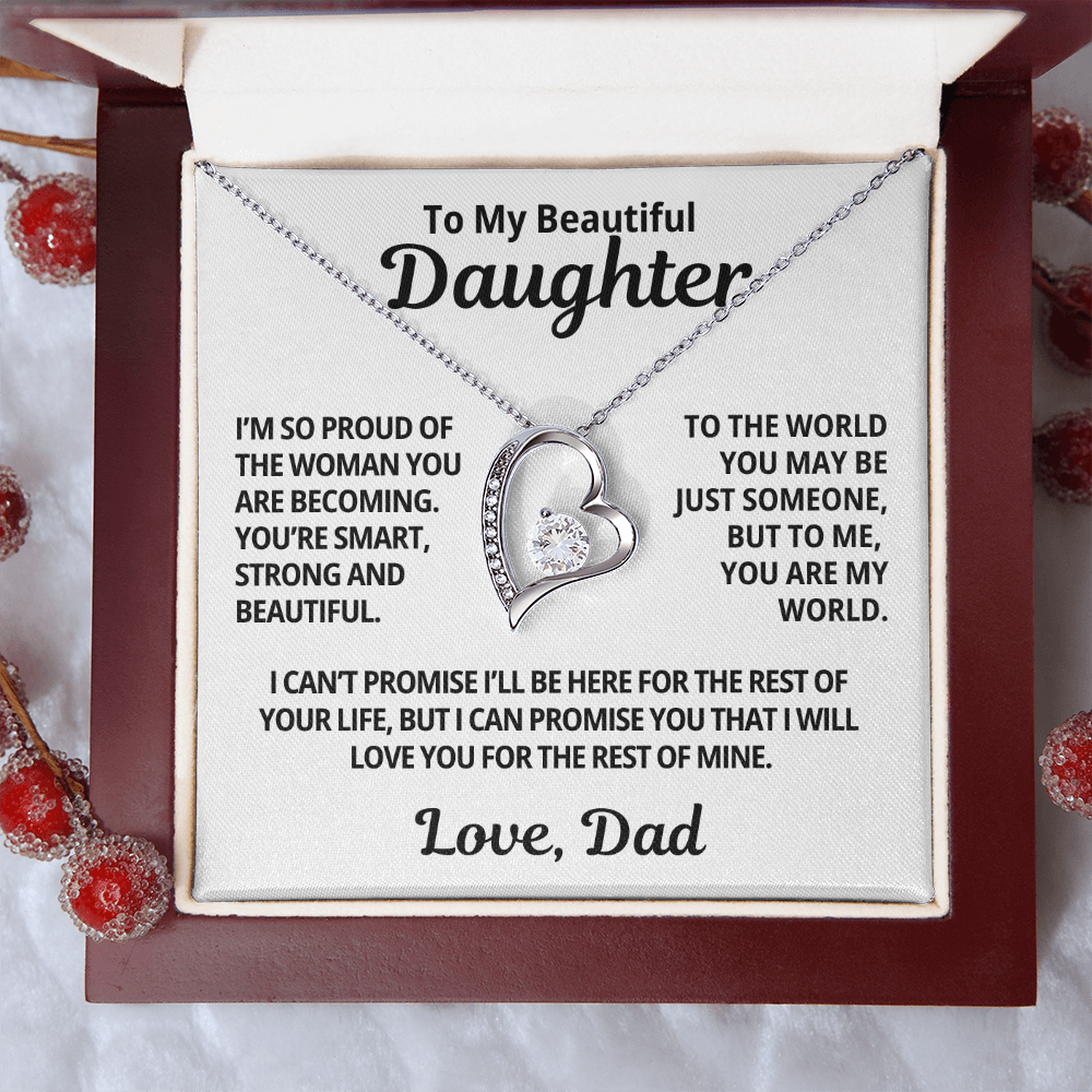 To My Daughter Gift From Dad | You Are My World | Forever Love Necklace