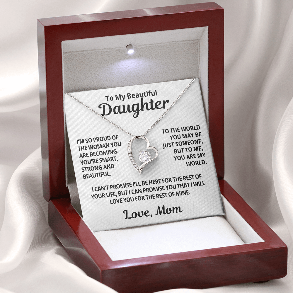 To My Daughter Gift From Mom | You Are My World | Forever Love Necklace