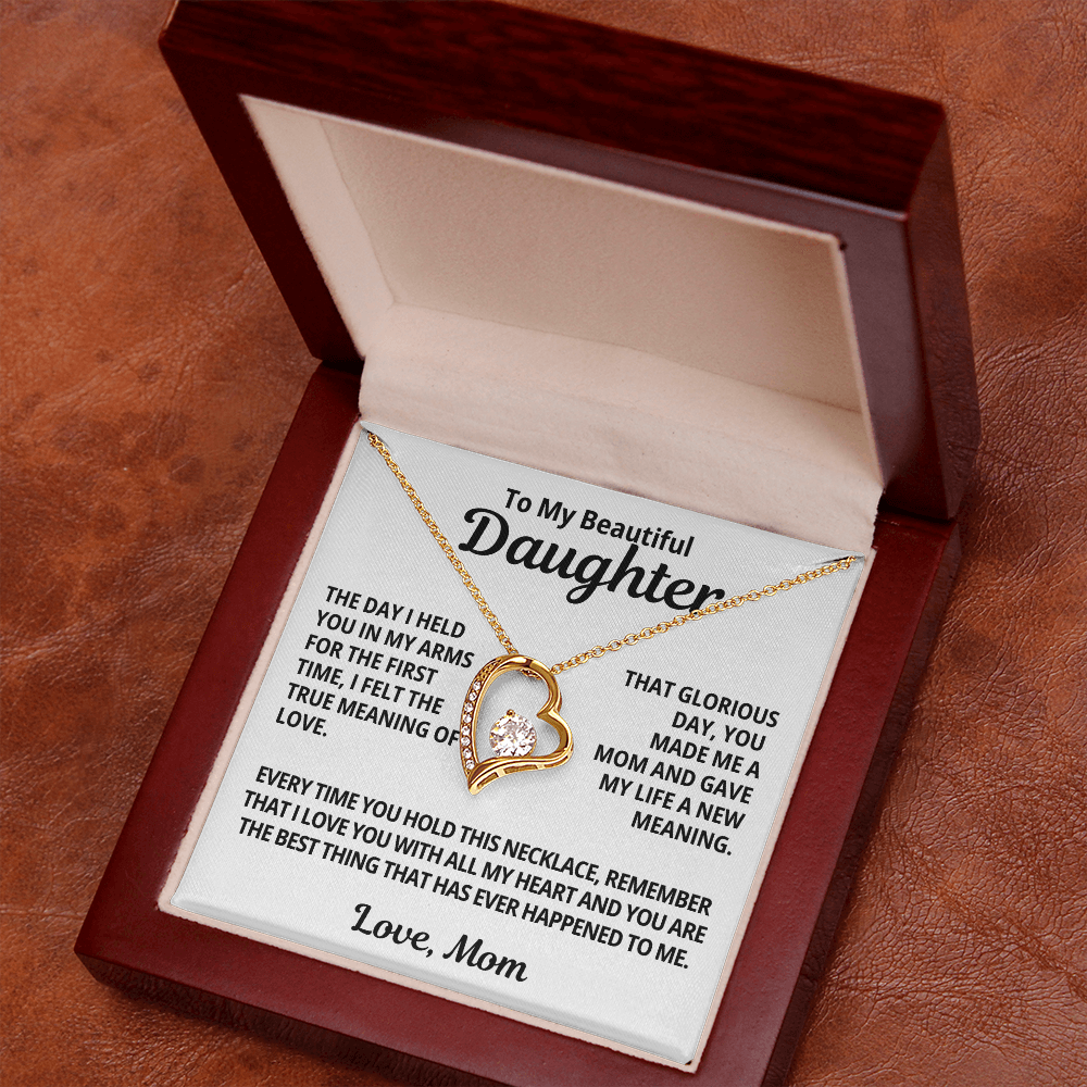 Gift For My Daughter | You Made Me A Mom | Forever Love Necklace