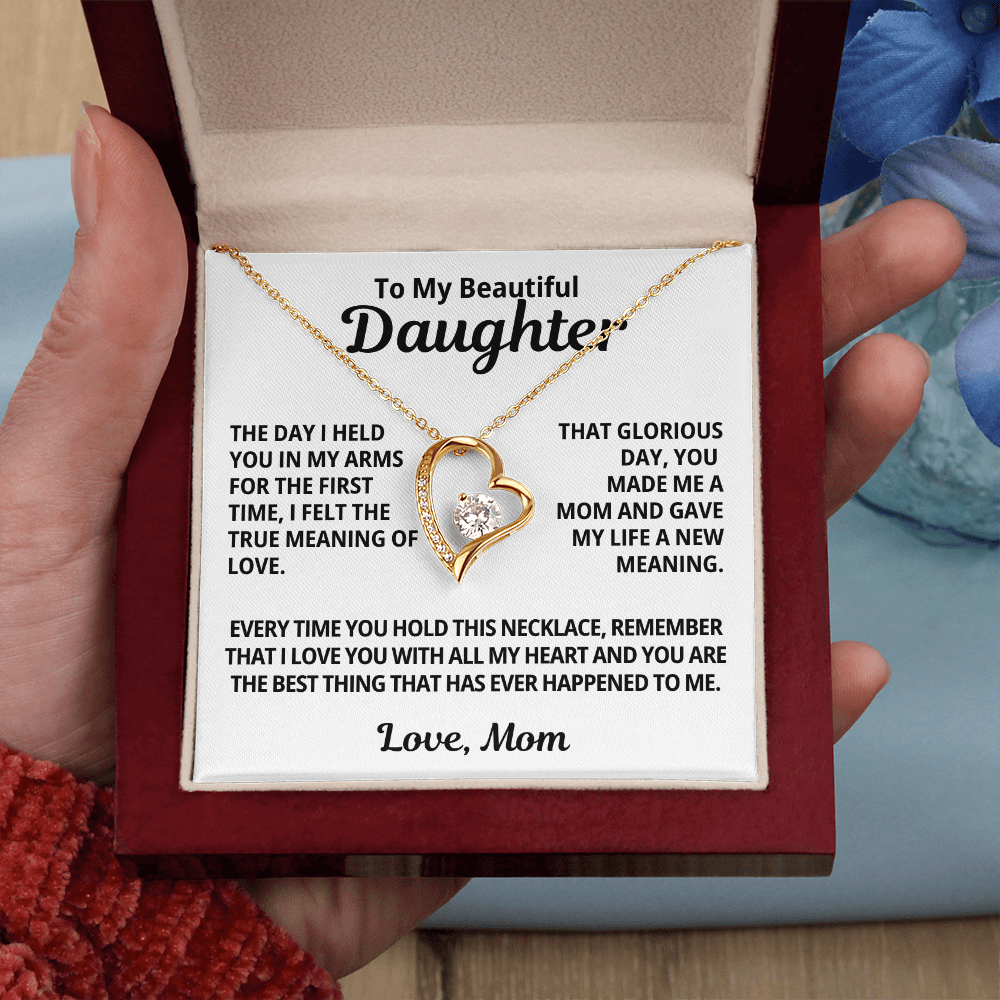 Gift For My Daughter | You Made Me A Mom | Forever Love Necklace