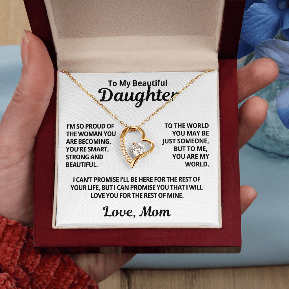 To My Daughter Gift From Mom | You Are My World | Forever Love Necklace