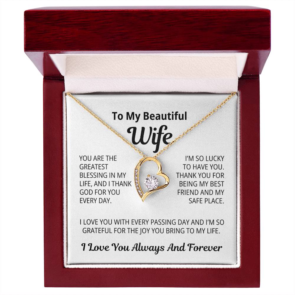 To My Beautiful Wife Gift | You Are My Safe Place | Forever Love Necklace