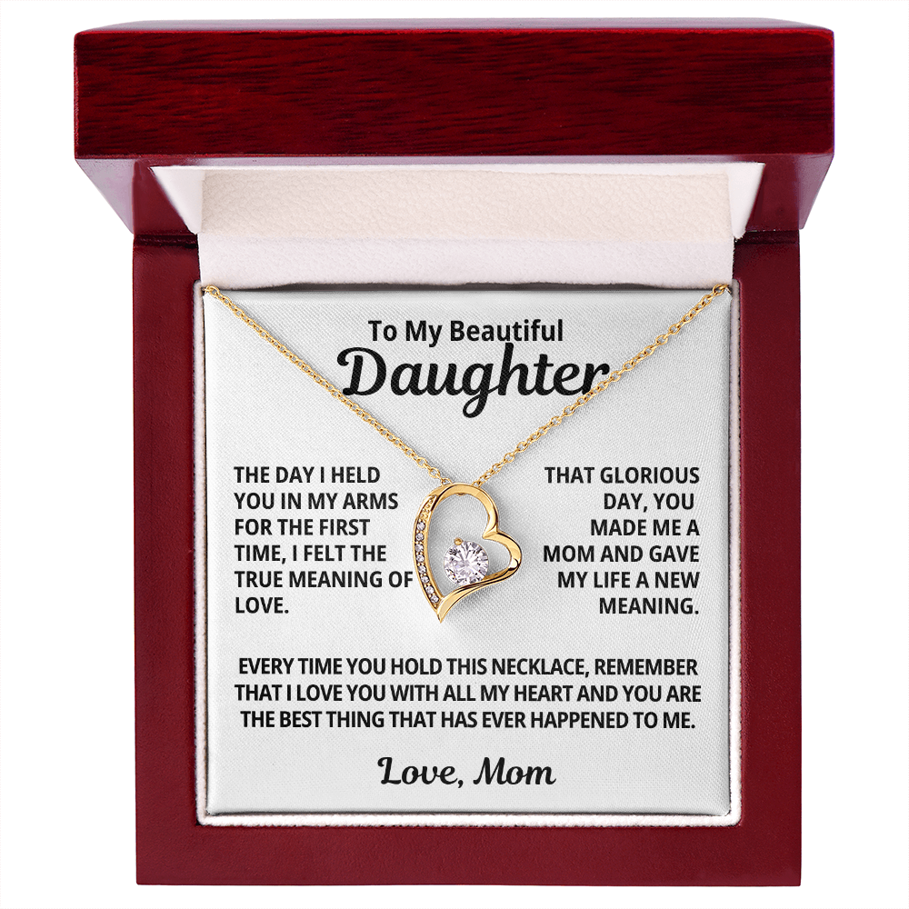 Gift For My Daughter | You Made Me A Mom | Forever Love Necklace