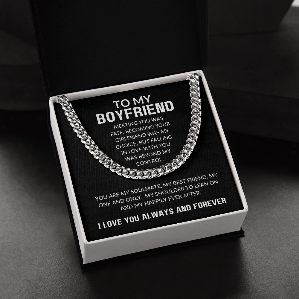 To My Boyfriend Gift | Meeting You Was Fate | Cuban Link Chain