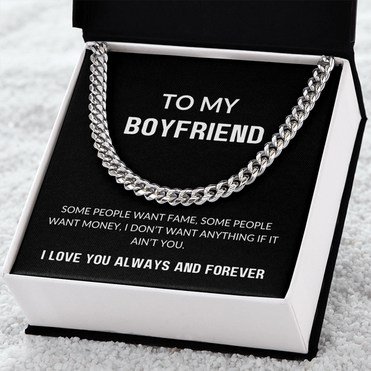 To My Boyfriend Gift | I Want You | Cuban Link Chain