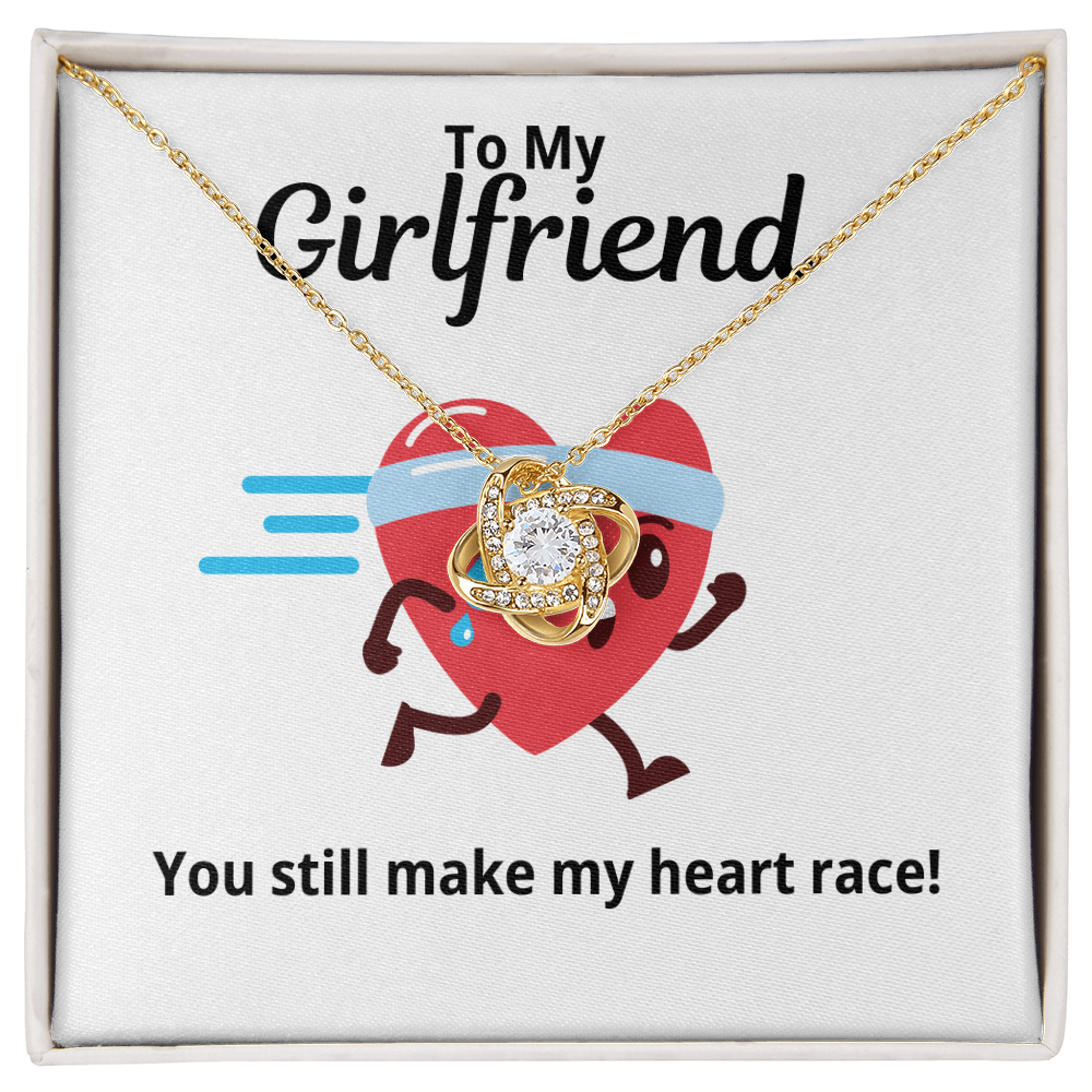 To My Girlfriend Gift | You Make My Heart Race | Love Knot Necklace