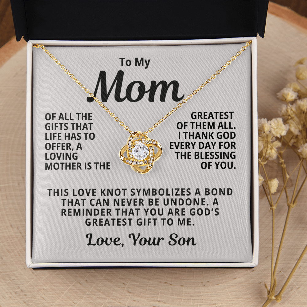 To My Mom From Son | God's Greatest Gift To Me | Love Knot Necklace