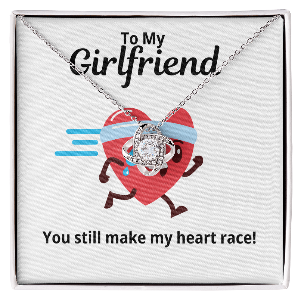 To My Girlfriend Gift | You Make My Heart Race | Love Knot Necklace