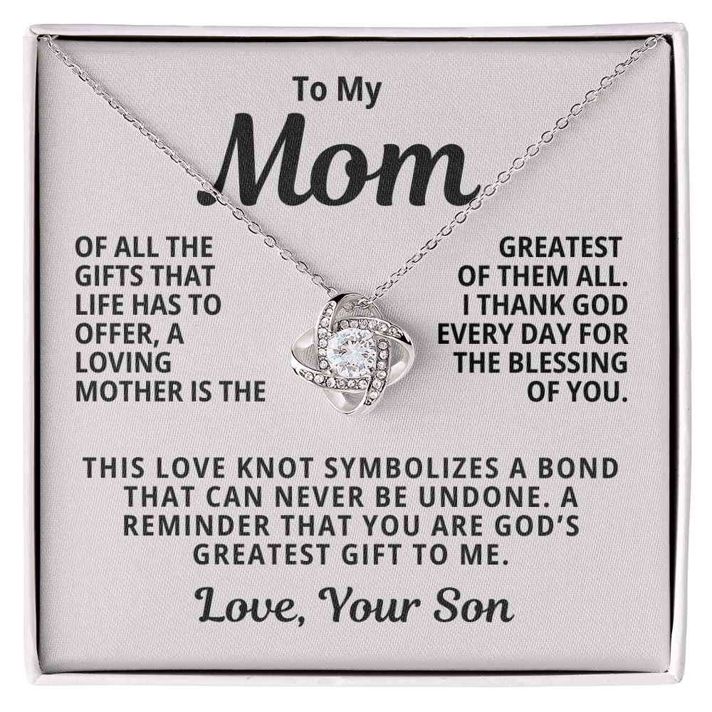 To My Mom From Son | God's Greatest Gift To Me | Love Knot Necklace