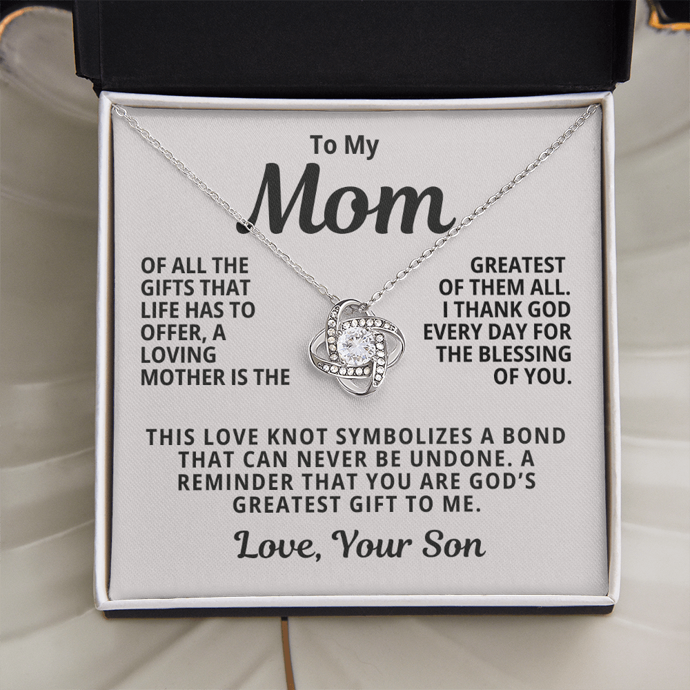 To My Mom From Son | God's Greatest Gift To Me | Love Knot Necklace